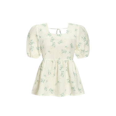 Lovito Casual Floral Ruched Basic Square Neck Blouse for Women LNE11076 (Multi-Color)