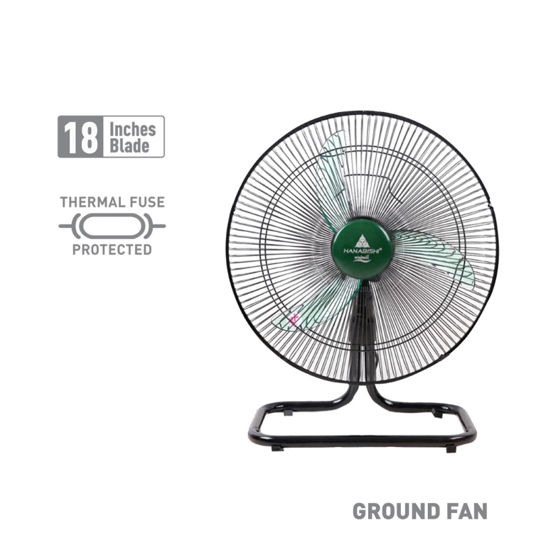 Hanabishi Ground Fan 18" WINDMILL 18GF |18 inch blade Low Noise Powerful Durable Electric Fan