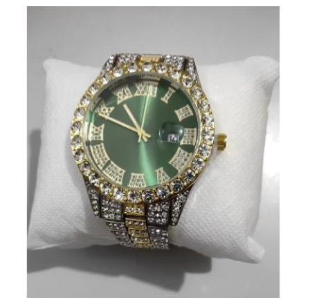 new rhinestone starry hip hop men's watch magnifying glass calendar full diamond roman scale alloy steel band watch men F10