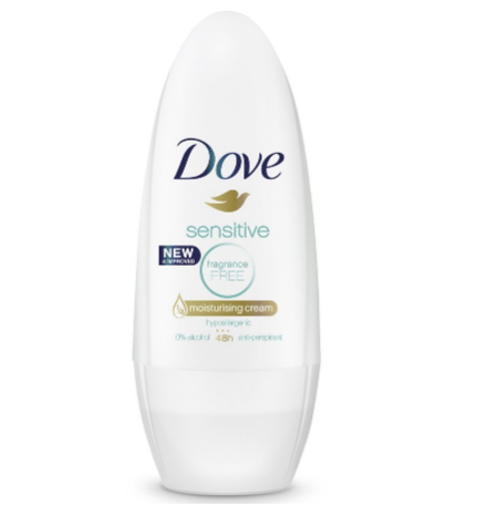 Dove Hypoallergenic Fragrance Free Roll On Deodorant Sensitive 40ml