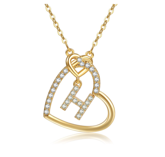 A-Z Letter Necklaces Fashionable Heart Pendant Accessories Women's Necklace H