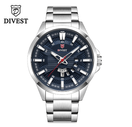 DIVEST Luxury Brand Men's Watches Fashion Business Casual Sport Men Watch Waterproof Quartz Luminous 9032 SILVER BLUE