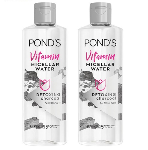 Ponds Vitamin Micellar Water Detoxing Charcoal with 5 Vitamins and Charcoal for a Clean Glow 100ML BUNDLE OF 2