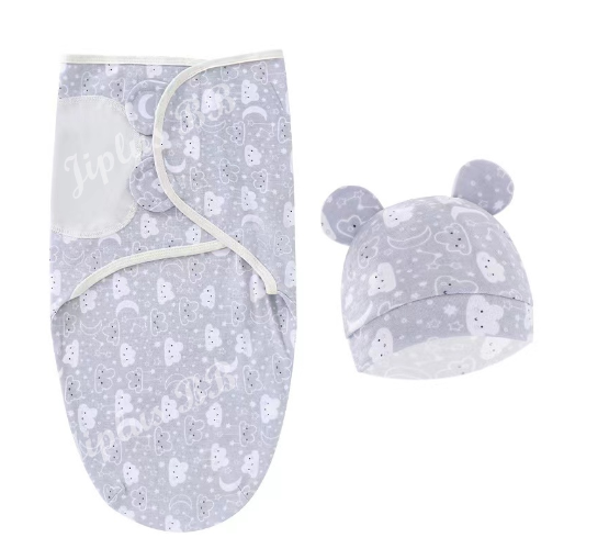 Newborn Baby Muslin Swaddle Blanket Hat Set Swaddle Bedding Wrap Blanket Baby Swaddling S69