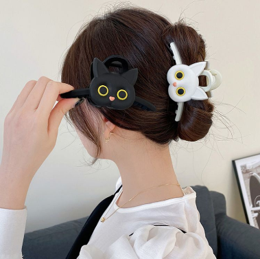 Cute Style Hair Clip Cartoon Cat Large Acrylic Hair Clamp Korean Girls Back of Head Tie Hair Hairpin For Women Fashion Hair Accessories