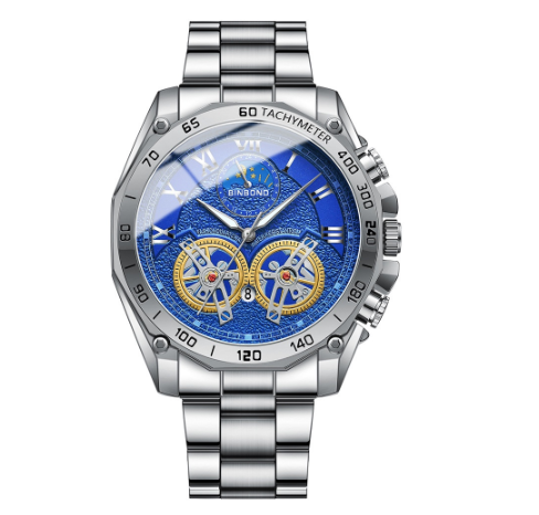 Binbond Original Luxury Watch Men's Gold Hollow Fashion Luminous Waterproof Stainless Steel Wrist Watch M4