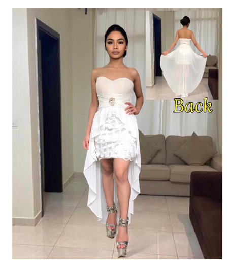 Available Large and Medium Evening Gown White For Wedding Party Event Occasion Chiffon Fabric