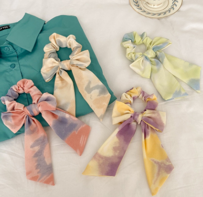 Oil Painting Girl Butterfly Knot Hair Rope Hair Band Hair Circle Ribbon Headband Hair Ornament Ponytail