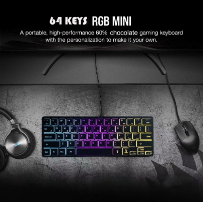 Zeus Z-920 RGB Gaming Keyboard - 64 Keys Keypad / Keyboard Multi Color RGB Illuminated Backlit