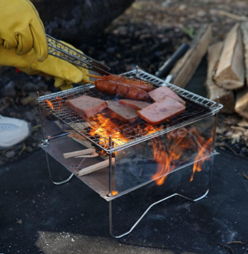 Portable Stainless Steel BBQ Grill Folding Camping Stove Wood Burning Rack