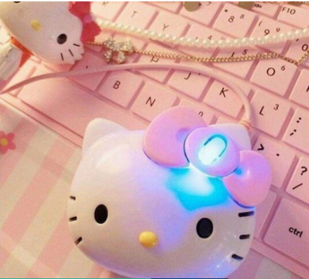Mini Wired Mouse Hello Kitty Cute Cat Optical Computer Mouse For PC Laptop Children Kids Gift