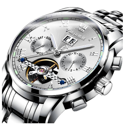 Original TEVISE Watch for men Waterproof watch Automatic Multifunction Chronograph Calendar Month Week Gold Luxury Stainless 7