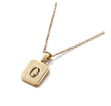 St. Kunkka 316L Stainless Steel Hollow A-Z Letter Pendant Necklace for Gift and Birthday Gift  Q