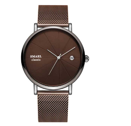 SMAEL 9129 Fashion Ultra-thin Men's Watch Waterproof Mesh Steel Band Quartz Classic Brand Business Watch M2