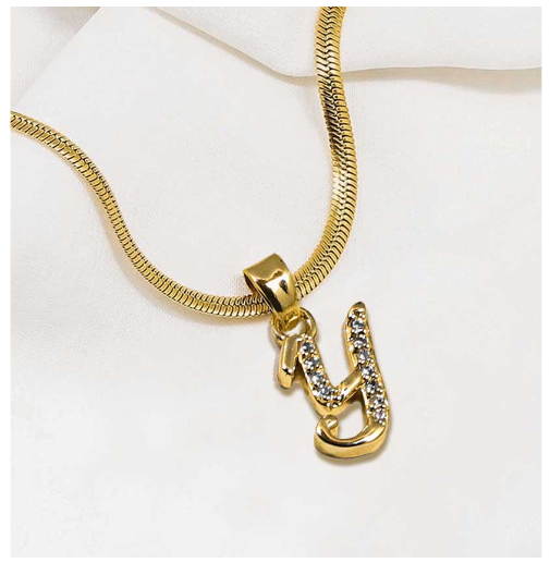 LAJ 18k Gold Stainless Steel Initial A-Z Necklace SLP116 LETTER with LX873D FREEBOX Y