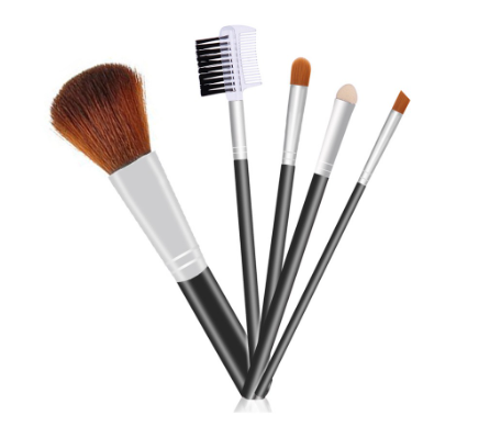 Lamuseland Makeup Brush Set Black Handle Eyeshadow Lip Blush Eyelash 5 Pcs