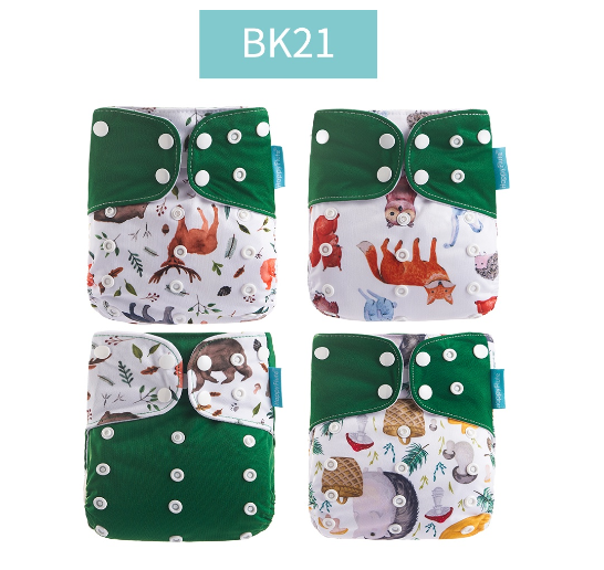 Happyflute 2023 Baby Reborn 4pcs set Washable Eco-friendly Baby Cloth Diaper Ecological Adjustable Nappy Reusable Diaper SET15