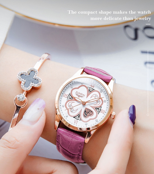 ZUNPAI Watch For Woman Original Waterproof Leather Strap Fashion Trend Elegant Girls Women Watches Quartz Analog Ladies Watch BROWN