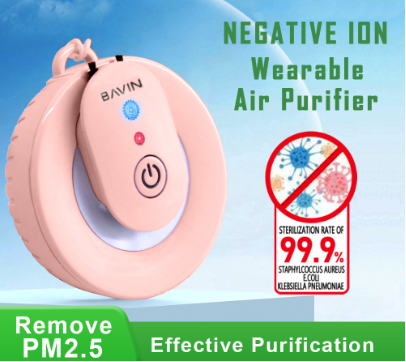 Bavin PC073 Portable Necklace Air Purifier w/ 10 Million Negative Ions Hanging Neck Purifier