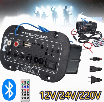 5 Inch 220V Stereo Digital Mini Amplifier HiFi Bass Power Bluetooth Port TF/USB with Remote Control
