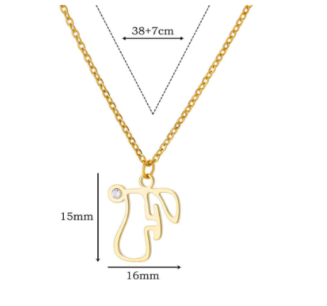 Zircon Initial Letter Necklace for Women Stainless Steel Gold Plated Chains Choker Name Pendant Necklaces New Vintage Jewelry F