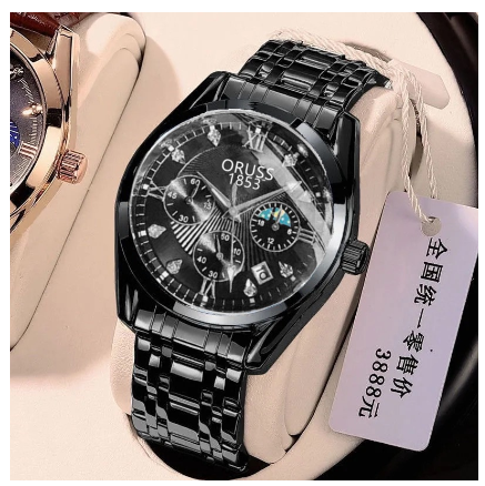 ORUSS Men's Watch Waterproof Luminous Sport Quartz Wrist Watch Stainless Steel Automatic Date Original Watch for Men M02