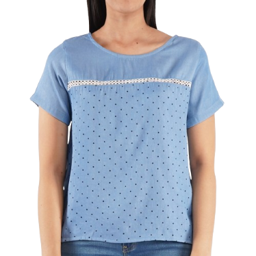 RRJ Basic Woven for Ladies Relaxed Fitting Shirt Trendy fashion T-shirt for Ladies 128340 (Blue)