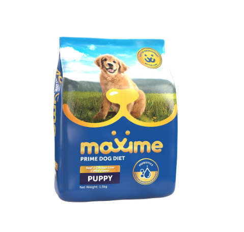 Maxime Dry Dog Food Puppy Beef, Chicken Liver & Milk 1.5kg