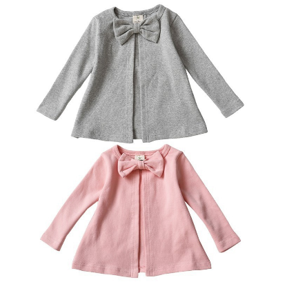 Baby Casual Round Neck Bow Coat Kids Leisure Cardigan