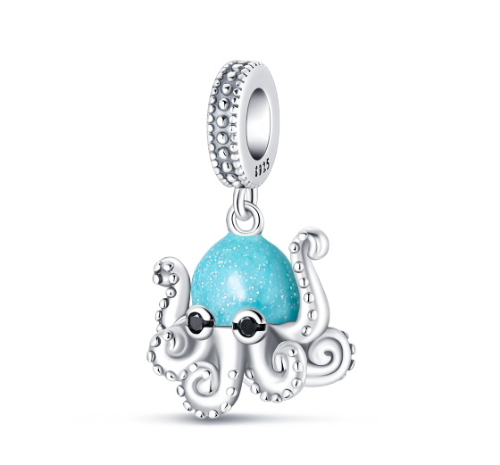 S925 Silver Pandora Same Design Glass Beads Sea Animal Butterfly Seahorse Sea Turtle Beads Suitable for Original Bracelets  011