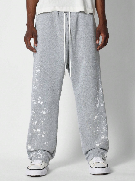 SUMWON Loose Fit Baggy Carpenter Detail Joggers With Paint Print