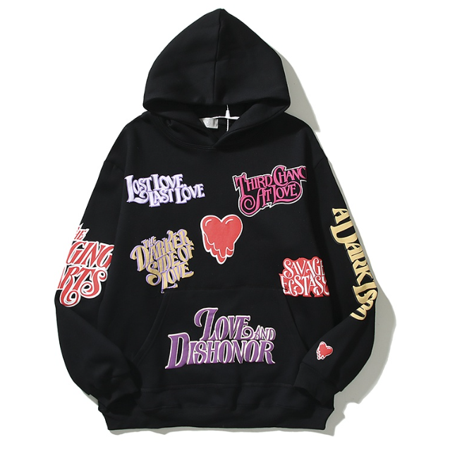 Dark Icon EU Foam Printed Fleece Hoodie Men Pullover Streetwear Men's Sweatshirts Black Beige