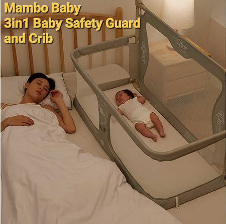 3in1 Foldable Baby Safety Bed Rail Guard and Crib Portable Baby Bed Rail Baby Co Sleeper Crib Baby