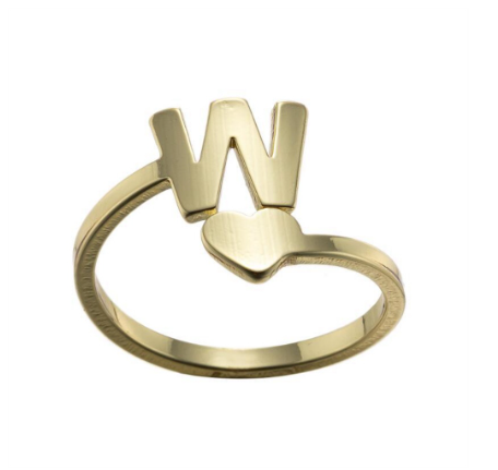 Fashion Heart 26 Letters Rings For Women Gold Color A-Z Initials Opening Ring Alphabet Finger Accessories Party Jewelry Gifts W