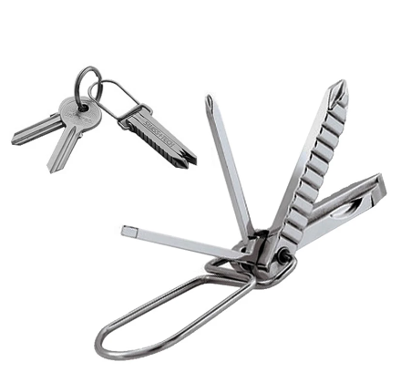 1PC Swiss EDC Tech 4-in-1 Keychain Key Ring Kit Mini Folding Phillips Screwdriver Outdoor EDC Multi-tool Tools Camping Gear