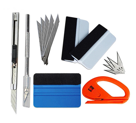 Car Vinyl Tint Film Wrapping Felt Squeegee Cutter Installing Tool Kit Auto Sticker 7 Pcs.