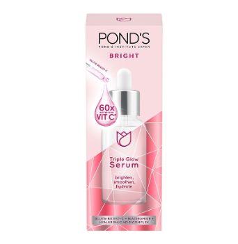 POND'S Bright Triple Glow Facial Serum with Gluta Boost and Niacinamide for Dewy Hydrated Skin 30G