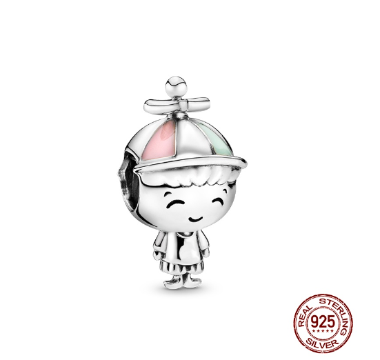 925 Silver Boy Girl Pendant Little Prince Charm Fit Original Pandora Charms Bracelet Beads Fine Jewelry Gift d23