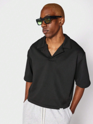 SUMWON Crop Fit Revere Collar Polo Shirt