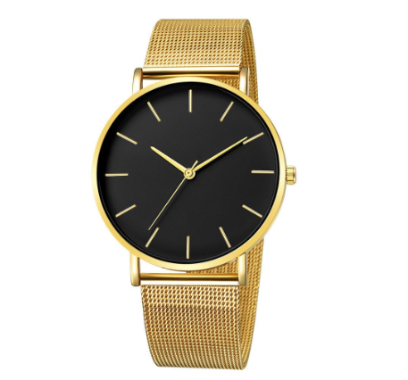 Men Fashion Simple Watch Ultra-thin Mesh Belt Stainless Steel Quartz Watches M3