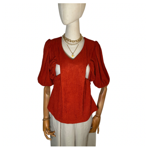 Nursing Blouse Puff Sleeve Plain Bark Nursing Top Breastfeeding Blouse Nursing wear Baptismal Outfit NB4