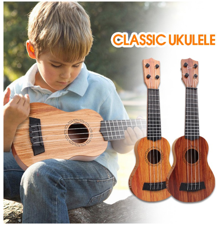 Ukulele Guitar Portable Musical Wooden Instrument Guitar for Kids 4 Strings Guitars Toy Instrument