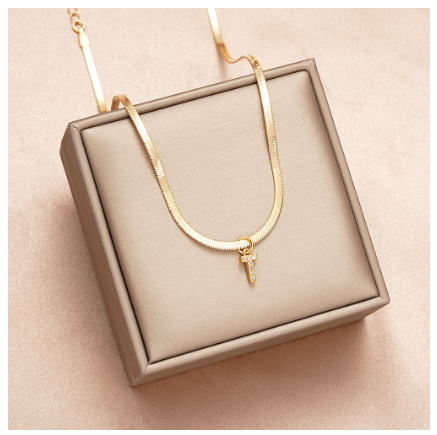 Luxury 18K Gold A-Z Initial Letter Necklace for Women Stainless Steel Snake Zircon Pendant Choker Accessories Jewelry T