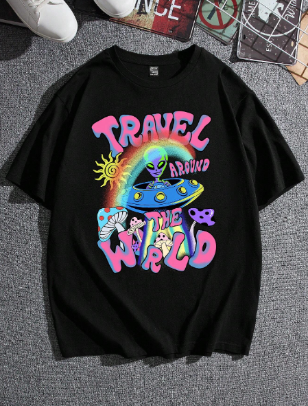 Manfinity Hypemode Men Plus Cartoon & Slogan Graphic Tee