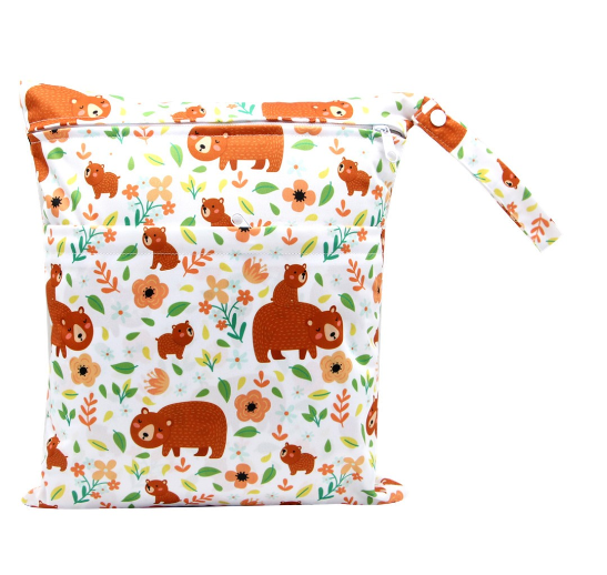 Diaper Wet Dry Bags Duble Zipper Printed Portable Waterproof Dag Storage Bag Swimwear Bag  30x36cm