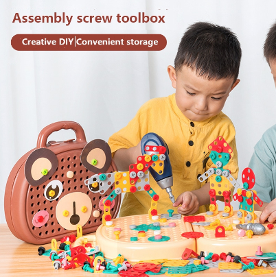 Children's Screwing Puzzle Toys Baby Electric Screwdriver Repair Kit Toy
