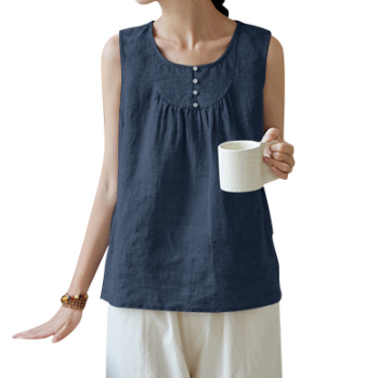 ZANZEA Women Korean Crew Neck Sleeveless Daily Casual Plain Tanks