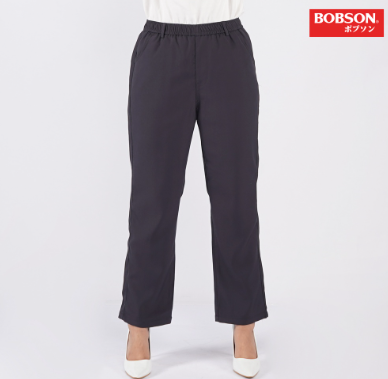 Bobson Japanese Ladies Basic Non-Denim Colored Trouser Pants for Women Mid Waist 135320 Dark Gray