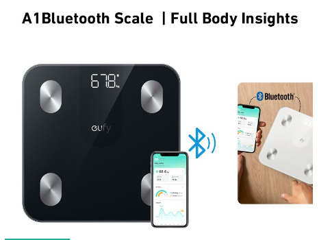 Eufy by Anker A1 Bluetooth Smart Scale Digital Bathroom Health Monitor Scale Smart Fat BMI Body Scale LED Display