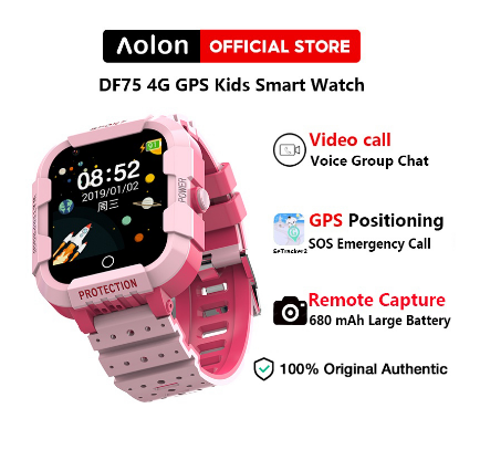 Aolon DF75 4G SIM Smart Watch Kids GPS Video Call SOS Tracker Take Photo Send Message Phone Watch